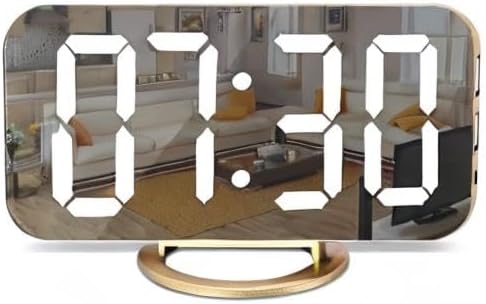 LED Mirror Digital Desk Clock with Large Display