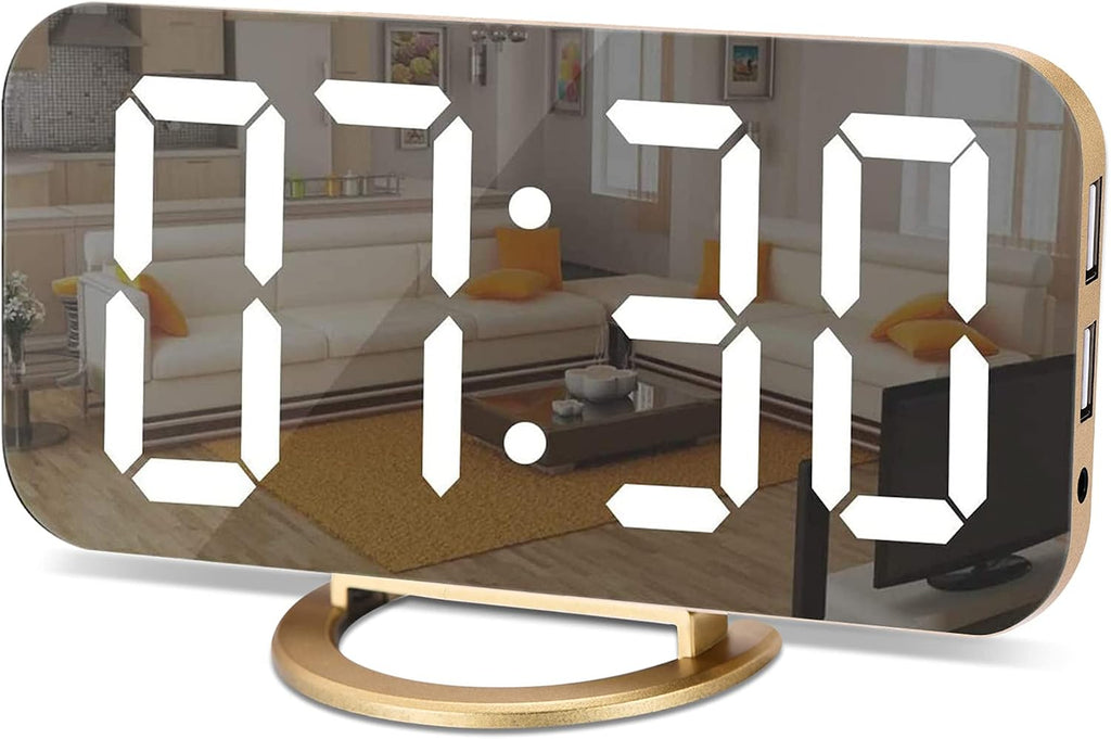 LED Mirror Digital Desk Clock with Large Display